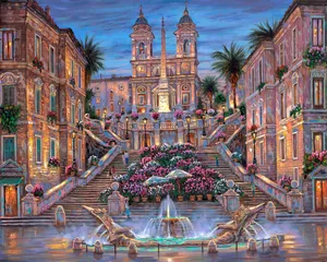Spanish Steps In Rome Artwork Wallpaper