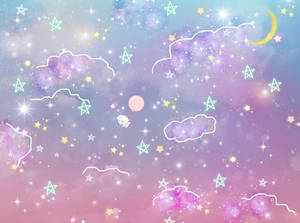 Sparkly Cute Tablet Pattern Galaxy Print Wallpaper