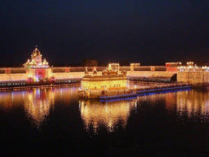 Sparkly Lights On Amritsar Golden Temple Hd Wallpaper
