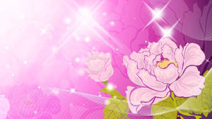 Sparkly Pink Flower Illustration Wallpaper