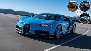 Speeding Blue Bugatti Chiron Wallpaper