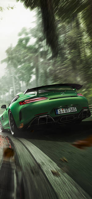 Speeding Green Mercedes-amg Iphone Wallpaper
