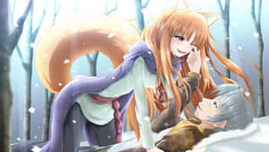 Spice And Wolf, Holo And Lawrence's Journey Together Wallpaper