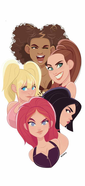 Spice Girls Cartoon Art Wallpaper