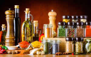 Spices Herbs And Condiments Collection Wallpaper