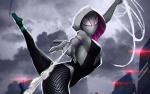 Spider Gwen Grey Desktop Wallpaper