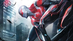 Spider-man 2099 Swinging Through The City Wallpaper