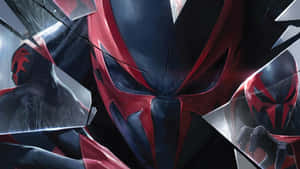 Spider-man 2099 Swinging Through The Futuristic City Wallpaper