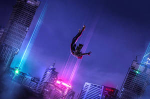 Spider Man Into The Spider Verse Pinkish-purple Background Wallpaper