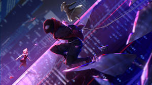 Spider Man Into The Spider Verse Purple Fanart Wallpaper