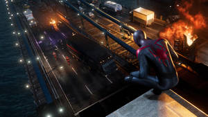 Spider Man Miles Morales Roof Ps5 Wallpaper