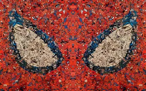 Spider - Man's Face In Red And Blue Paint Wallpaper