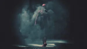 Spider-man Walking Through Smoke 1080p Gaming Wallpaper