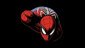 Spiderman Hanging Upside Down Oled Monitor Wallpaper
