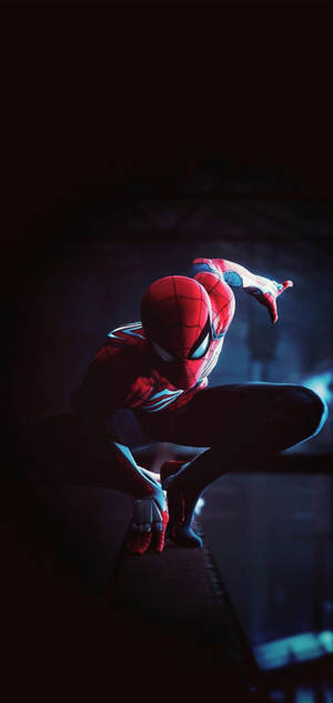 Spiderman Iconic Pose Punch Hole 4k Wallpaper