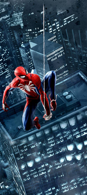 Spiderman Shooting Webs By The Punch Hole Wallpaper