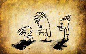 Spiky-haired Cartoon Trio Wallpaper