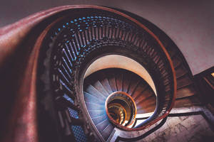 Spiral Wooden Staircase Wallpaper