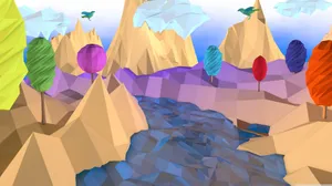Splashy Low Poly Landscape Wallpaper