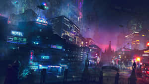 Splendid Future City Skyline View Wallpaper