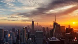 Splendid Sunset New York City Laptop Wallpaper