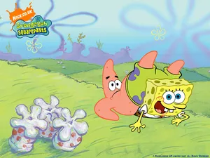 Spongebob And Patrick At Jellyfish Fields Wallpaper