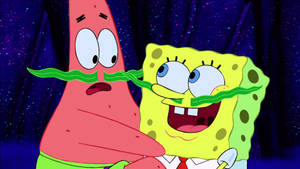Spongebob And Patrick Cool Seaweed Moustache Wallpaper