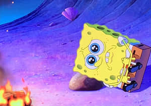 Spongebob Crying In Front Of Campfire Wallpaper