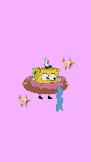 Spongebob In Strawberry Doughnut