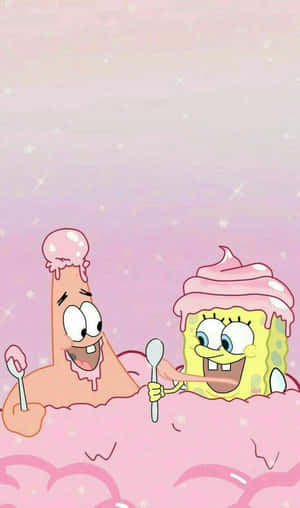 Spongebob Squarepants In A Pink Bath Wallpaper