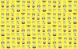 Spongebob Squarepants Wallpaper With Many Faces On It Wallpaper