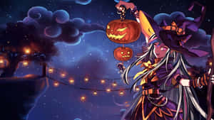 Spooky Anime Girl For Halloween Wallpaper