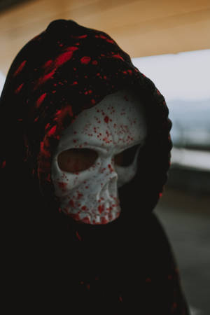Spooky Bloody Skeleton Mask Wallpaper