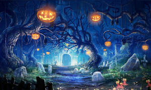 Spooky Cemetery Halloween Computer Wallpaper
