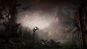 Spooky Dark Temple Wallpaper