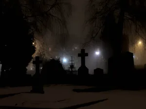Spooky Halloween Night In A Graveyard. Wallpaper