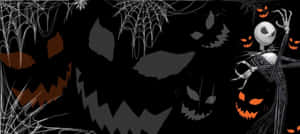 Spooky Halloween Skeleton Scene Wallpaper