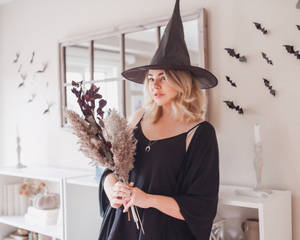 Spooky Halloween Witch Costume Wallpaper