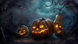 Spooky Pumpkins Halloween Computer Wallpaper