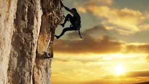 Sport Climbing On Sunset Wallpaper