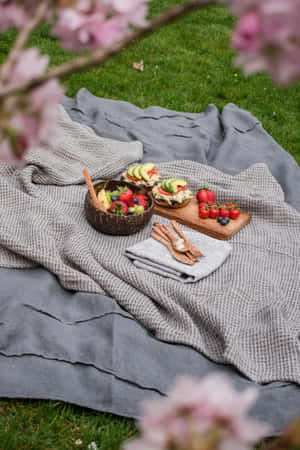 Springtime Picnic Setup Wallpaper