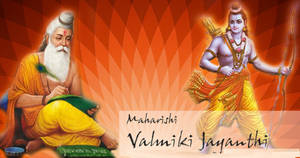 Sri Ram With Valmiki In Aesthetic Orange Wallpaper