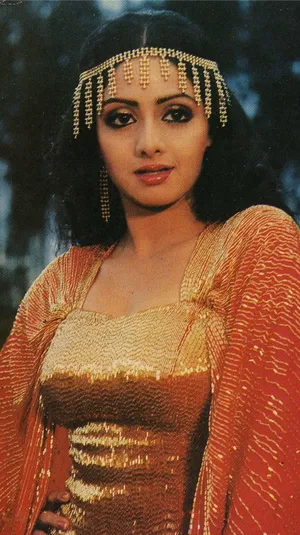 Sridevi Golden Outfit Wallpaper