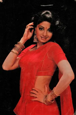 Sridevi In Red Saree Wallpaper