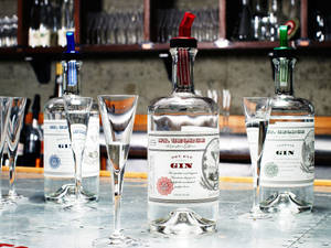 St. George Gin Bottles Glasses Wallpaper