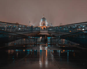 St Paul Millennium Bridge Rainy Night Wallpaper