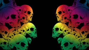 Stacked Up Colorful Skull On Black Background Wallpaper