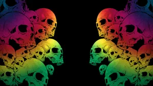 Stacked Up Colorful Skull On Black Background Wallpaper