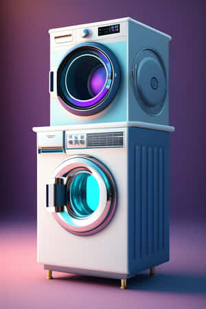 Stacked Washing Machineand Dryer Set Wallpaper
