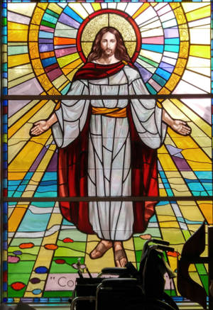 Stained Glass Jesus Phone Wallpaper